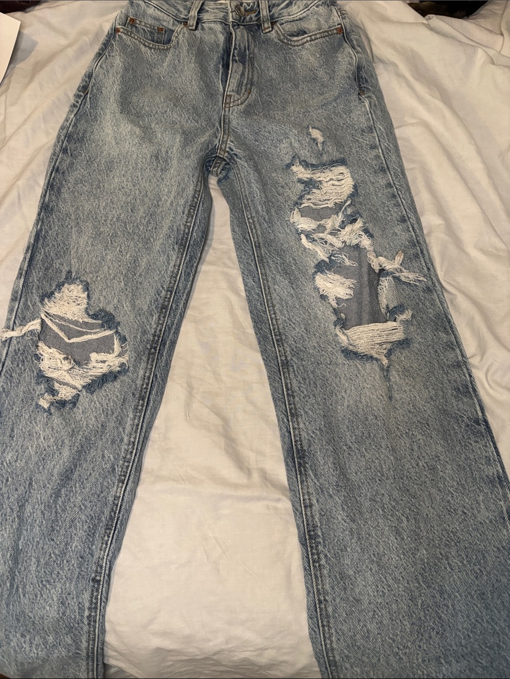 PacSun Size 24 Boyfriend Jeans Light Wash Distressed Ripped 100% Cotton